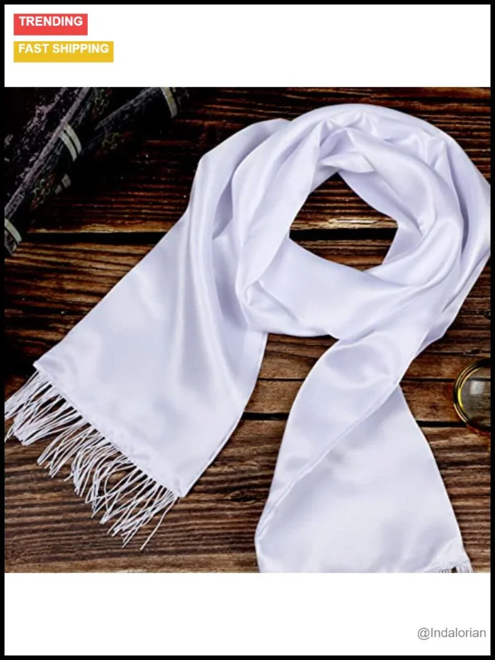 White Scarf with Tassels 1920s Long Shawl Fancy Dress Halloween Costume